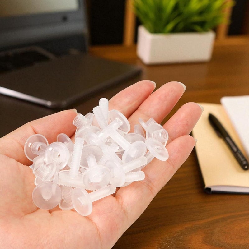 KH866 20 Sets 8mm Chicago Screws Plastic Screw Binding Post Rivets for Leather Belt Scrapbook Photo Albums Clear - Image 4